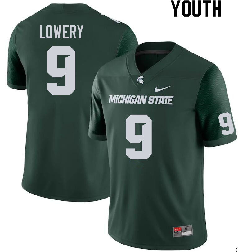Youth #9 Marqui Lowery Michigan State Spartans College Football Jerseys Sale-Green
